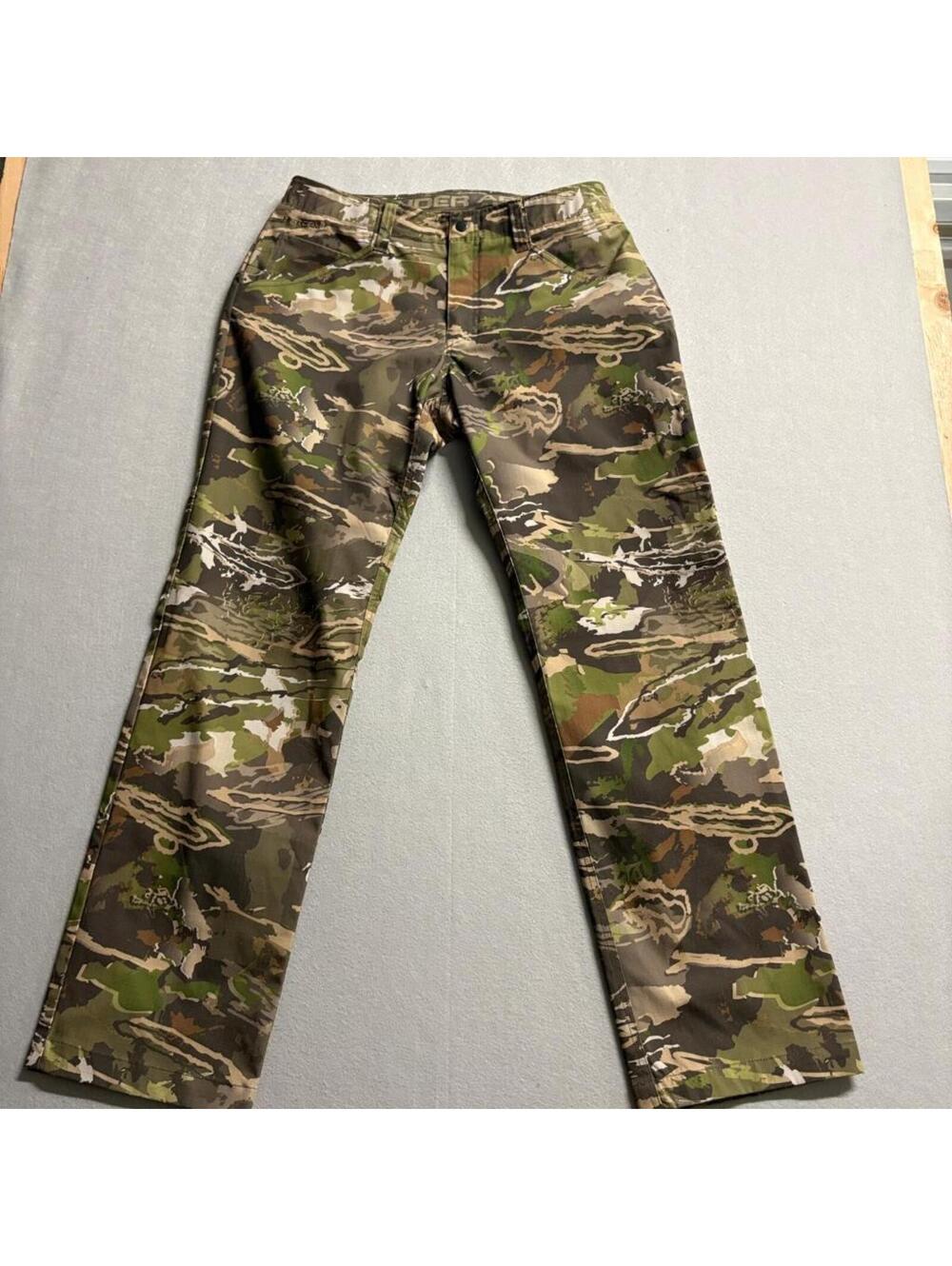 Under Armour Camo Hunting Pants Mens 34x32 Forest Camouflage Ripstop